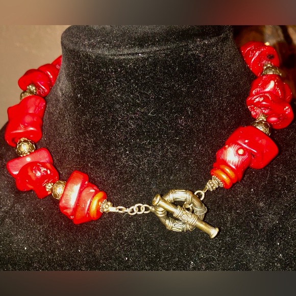 Chunky bamboo coral and sterling silver clasp and beads. - Picture 2 of 2